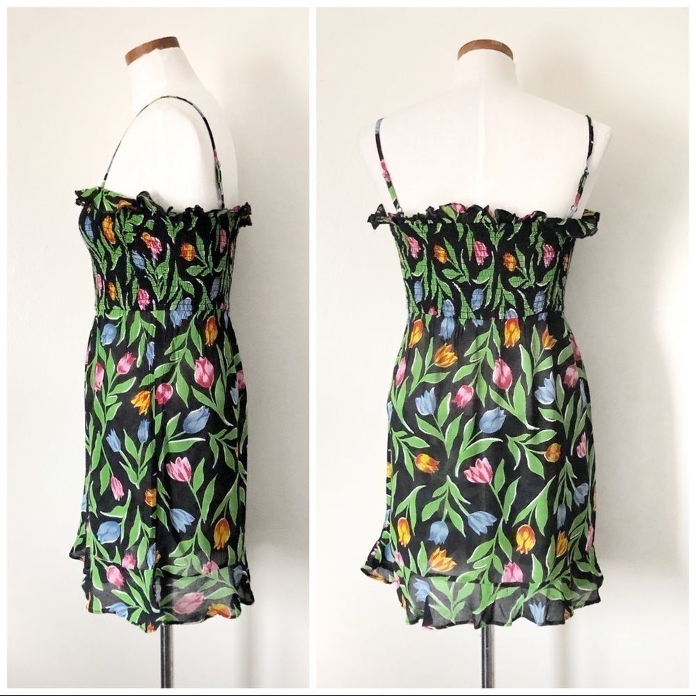 Urban Outfitters Green Floral Smock Mini dress - Picture 4 of 6